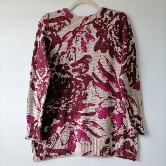 Soft surroundings Womens Fuchsia Purple Floral Print Knit Pullover Sweater Sz M - Picture 4 of 6